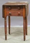 Late Federal Mahogany Dropleaf Twodrawer Work Table