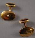 Pair of 14kt Gold and Diamond Cuff Links