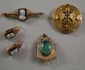 Five Victorian Gold Jewelry Items