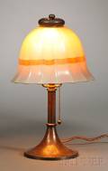 Steuben Shade on Roycroft Boudoir Lamp Base