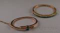 Two Gold Gemset Bangle Bracelets