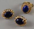 Two Gold Lapis Lazuli and Diamond Jewelry Items