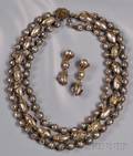 Rare Prototype Threestrand Necklace and Earpendants Miriam Haskell