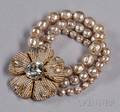 Vintage Imitation Baroque Pearl Flower Bracelet Miriam Haskell