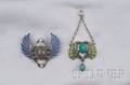 Two Sterling Silver and Pliqueajour Enamel Jewelry Items