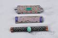 Three Sterling Silver Gemset and Enamel Brooches Germany