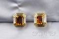 14kt Gold Citrine and Diamond Earclips