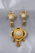 Antique 15kt Gold and Seed Pearl Suite