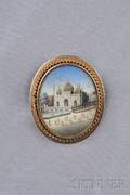 Antique 14kt Gold and Scenic Portrait Miniature Brooch