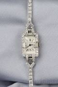 Art Deco Platinum and Diamond Wristwatch Cartier