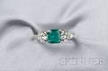 Platinum Emerald and Diamond Ring