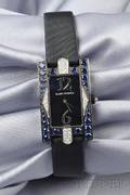 Ladys 18kt White Gold Sapphire and Diamond Classic Wristwatch Harry Winston