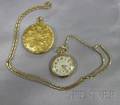 14kt Gold Locket and 18kt Gold Open Face Pendant Watch Marcus  Co