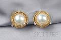 18kt Gold Mabe Pearl and Diamond Earclips Schlumberger Tiffany  Co