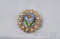 14kt Gold Enamel and Diamond Brooch