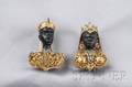 Pair of 18kt Gold Onyx and Gemset Blackamoor Brooches
