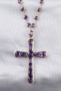 14kt Gold and Amethyst Pendant Cross and Chain