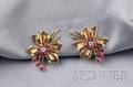 Retro 14kt Gold Ruby and Diamond Earclips Tiffany  Co