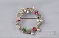 Diamond and Synthetic Gemstone Wreath Brooch Seaman Schepps