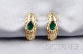 18k Gold Emerald and Diamond Earclips