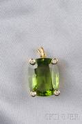 18kt Gold Peridot and Diamond Pendant