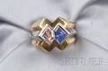 18kt Gold Platinum Colored Diamond and Sapphire Ring Van Cleef  Arpels