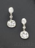 Art Deco Platinum and Diamond Earpendants