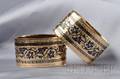 Pair of Victorian 14kt Gold and Blue Tracery Enamel Bracelets