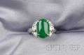 Platinum Jadeite and Diamond Ring