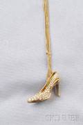 18kt Gold and Diamond Shoe Pendant