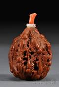 Carved Walnut Shell Snuff Bottle