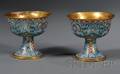 Pair of Cloisonn Enameled Stem Cups