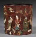 Inlaid Wood Brush Pot
