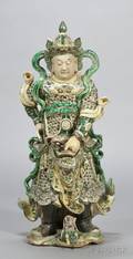 Large Sancai Glazed Guardian Figure