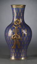 Gilt Blue Glazed Baluster Vase