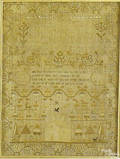 English silk on linen needlework sampler dated 1784