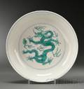 Green Enameled Dragon Plate