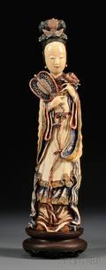 Large Polychrome Painted Ivory Carving