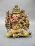 Polychrome Wood Carving of Ganesha