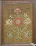 Delaware Valley crewel on linen needlework picture dated 1775