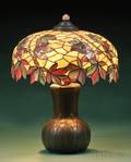 Grueby Pottery Vase with Slag Glass Shade