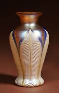 Durand Peacock Feather Glass Vase