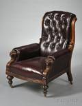 Victorian Leatherupholstered Mahogany Library Armchair