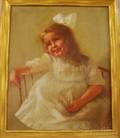 American School 20th Century Portrait of a Young Girl in a White Dress