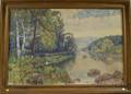 Arthur Virgil Howe American d 1925 Riverscape with Man in Canoe
