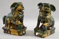 Two Large Glazed Pottery Foo Dogs