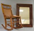 Empire Mahogany Veneer Ogee Mirror and a Victorian Caned Walnut Rocker