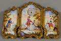 Louis XVstyle Giltmetalmounted Handpainted Genre Scenedecorated Enameled Threepanel Ladys Folding Desk Clock