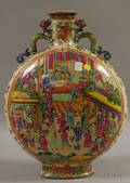 Large Chinese Giltdecorated and Enameled Porcelain Rose Medallion Moon Flask