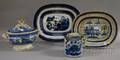 Four Pieces of Blue and White Asian Pattern Ceramic Tableware